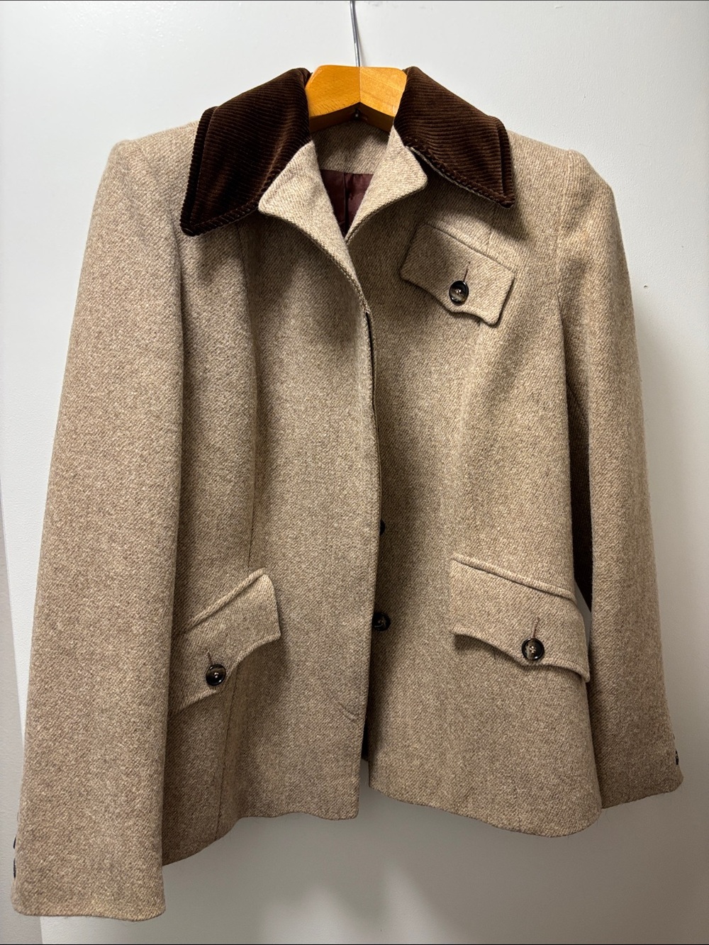 Vintage Wool and  Brown Corduroy Collar Jacket - Women’s Coat